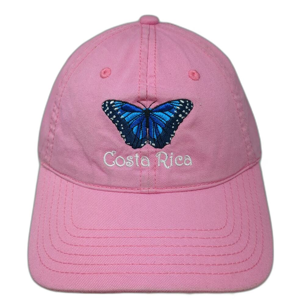 A&M Costa Rica Butterfly Pink One Size Baseball Cap Hat Pura Vida Slideback